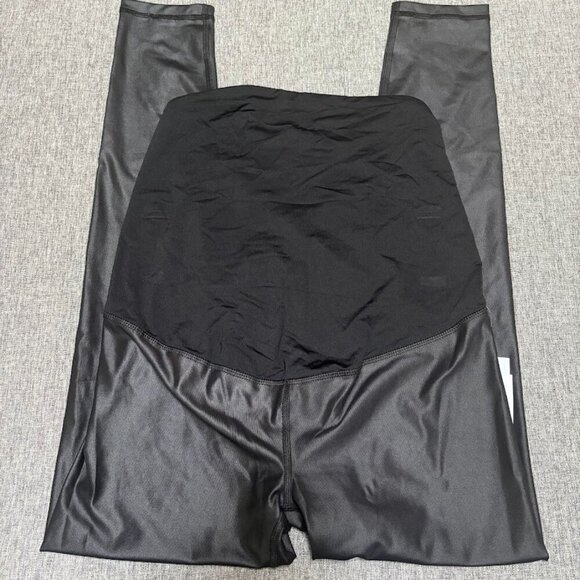 Isabel Maternity Leggings High Gloss Active Yoga Pants Belly Panel, Black, Small - Picture 7 of 8